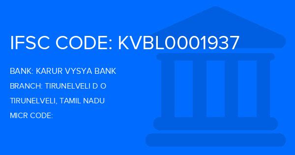 Karur Vysya Bank (KVB) Tirunelveli D O Branch IFSC Code