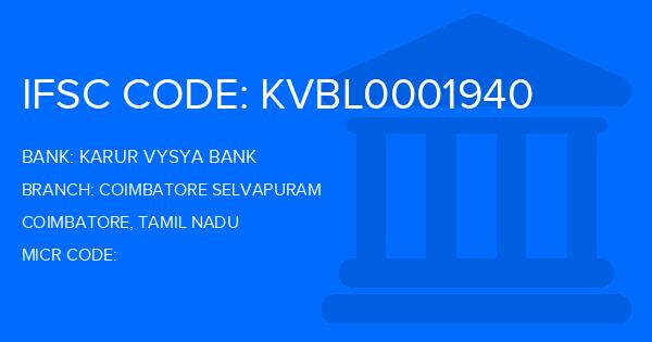 Karur Vysya Bank (KVB) Coimbatore Selvapuram Branch IFSC Code