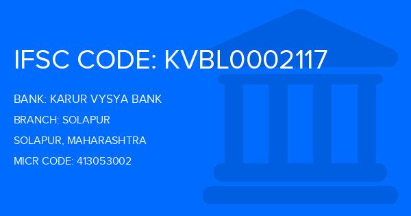 Karur Vysya Bank (KVB) Solapur Branch IFSC Code