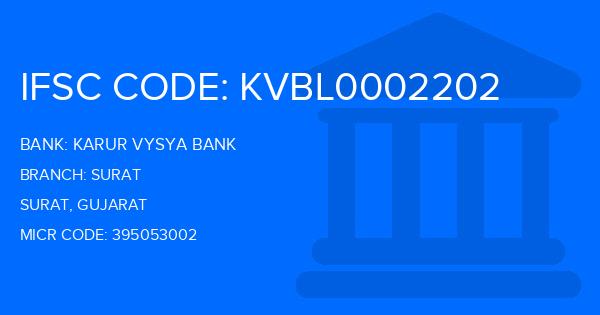 Karur Vysya Bank (KVB) Surat Branch IFSC Code