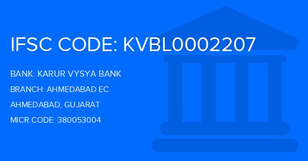 Karur Vysya Bank (KVB) Ahmedabad Ec Branch IFSC Code