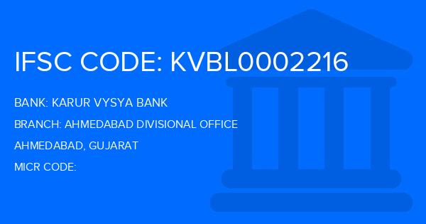 Karur Vysya Bank (KVB) Ahmedabad Divisional Office Branch IFSC Code