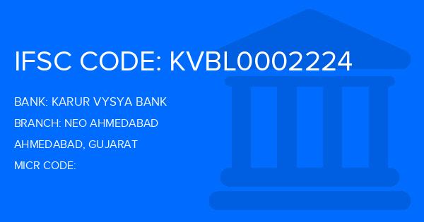 Karur Vysya Bank (KVB) Neo Ahmedabad Branch IFSC Code