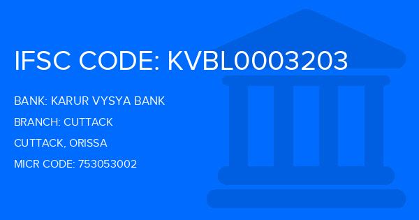 Karur Vysya Bank (KVB) Cuttack Branch IFSC Code
