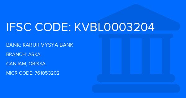 Karur Vysya Bank (KVB) Aska Branch IFSC Code