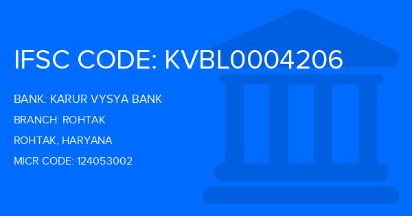 Karur Vysya Bank (KVB) Rohtak Branch IFSC Code