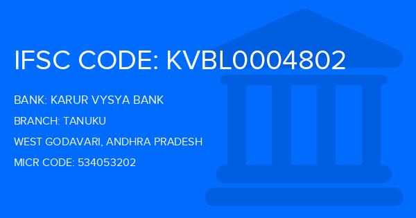 Karur Vysya Bank (KVB) Tanuku Branch IFSC Code