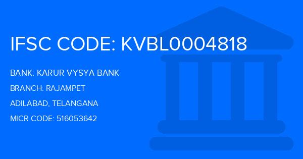 Karur Vysya Bank (KVB) Rajampet Branch IFSC Code