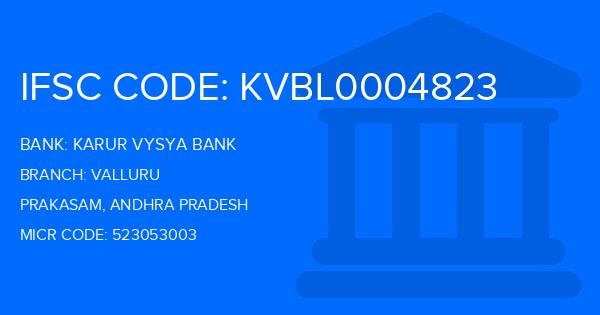 Karur Vysya Bank (KVB) Valluru Branch IFSC Code