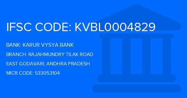 Karur Vysya Bank (KVB) Rajahmundry Tilak Road Branch IFSC Code