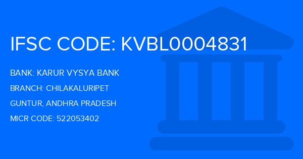 Karur Vysya Bank (KVB) Chilakaluripet Branch IFSC Code