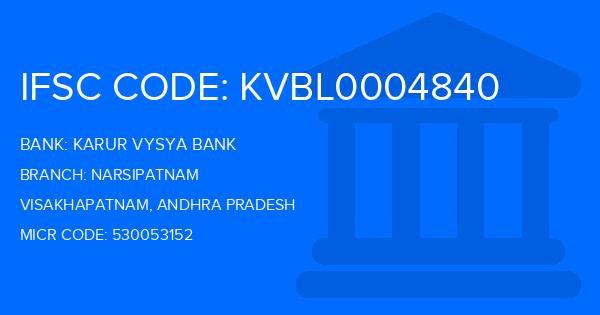Karur Vysya Bank (KVB) Narsipatnam Branch IFSC Code