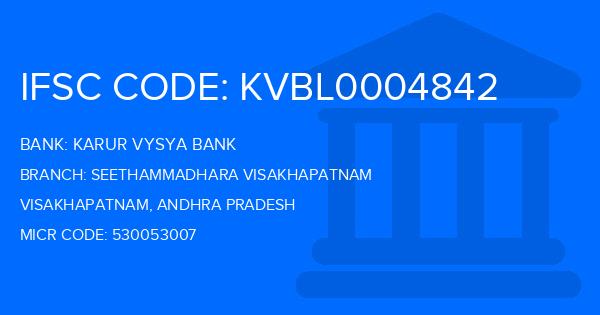 Karur Vysya Bank (KVB) Seethammadhara Visakhapatnam Branch IFSC Code