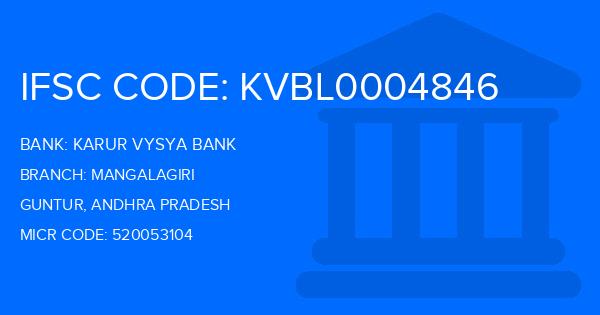 Karur Vysya Bank (KVB) Mangalagiri Branch IFSC Code