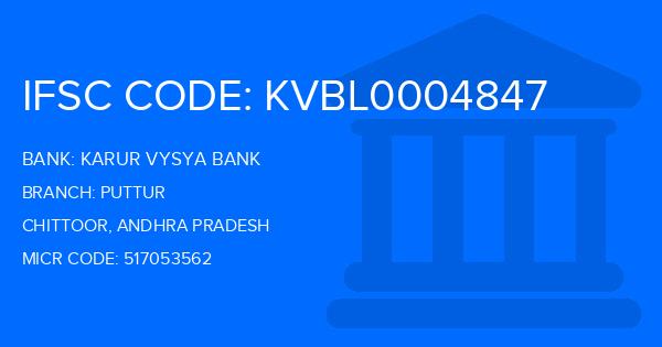 Karur Vysya Bank (KVB) Puttur Branch IFSC Code