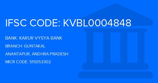 Karur Vysya Bank (KVB) Guntakal Branch IFSC Code