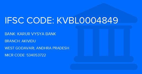 Karur Vysya Bank (KVB) Akividu Branch IFSC Code