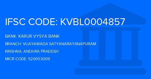 Karur Vysya Bank (KVB) Vijayawada Satyanarayanapuram Branch IFSC Code