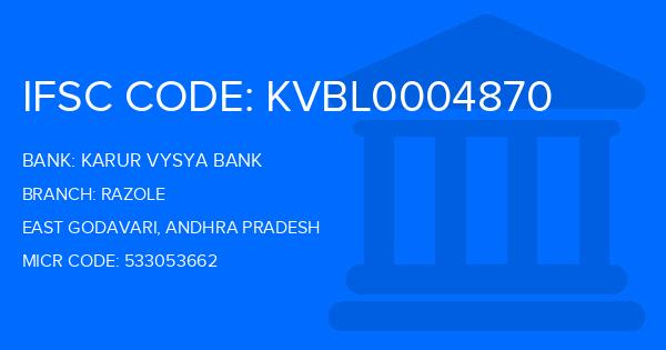 Karur Vysya Bank (KVB) Razole Branch IFSC Code