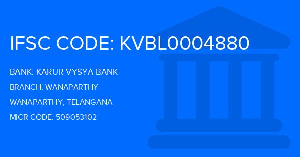 Karur Vysya Bank (KVB) Wanaparthy Branch IFSC Code