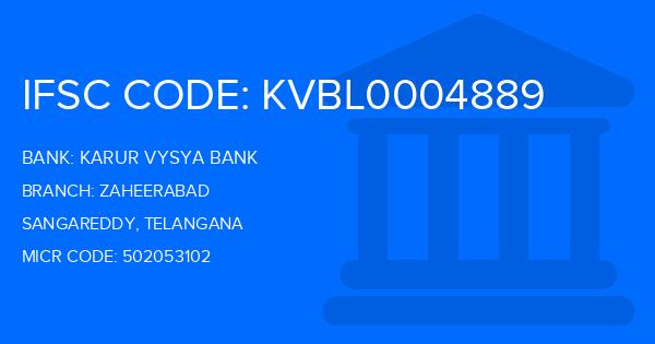 Karur Vysya Bank (KVB) Zaheerabad Branch IFSC Code