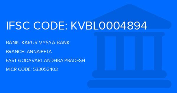 Karur Vysya Bank (KVB) Annaipeta Branch IFSC Code