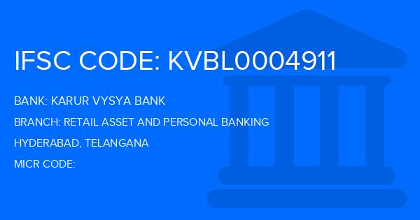Karur Vysya Bank (KVB) Retail Asset And Personal Banking Branch IFSC Code