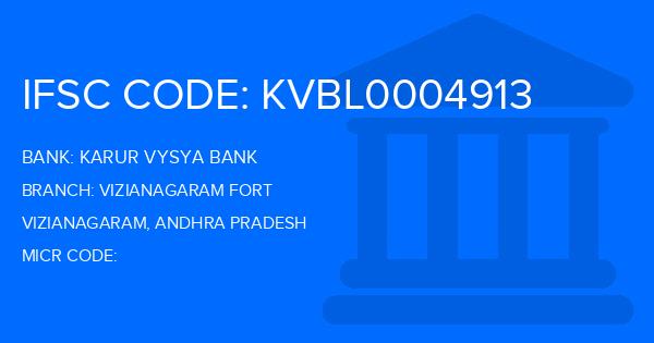 Karur Vysya Bank (KVB) Vizianagaram Fort Branch IFSC Code