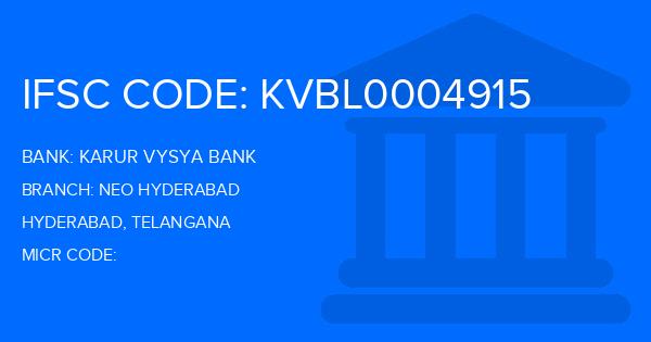 Karur Vysya Bank (KVB) Neo Hyderabad Branch IFSC Code