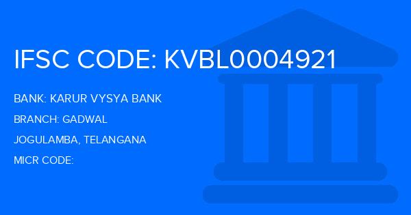 Karur Vysya Bank (KVB) Gadwal Branch IFSC Code