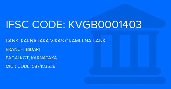 Karnataka Vikas Grameena Bank Bidari Branch IFSC Code
