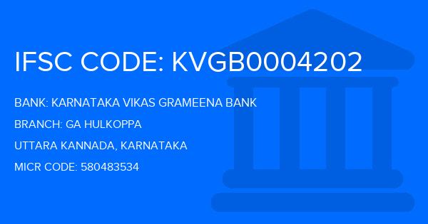 Karnataka Vikas Grameena Bank Ga Hulkoppa Branch IFSC Code