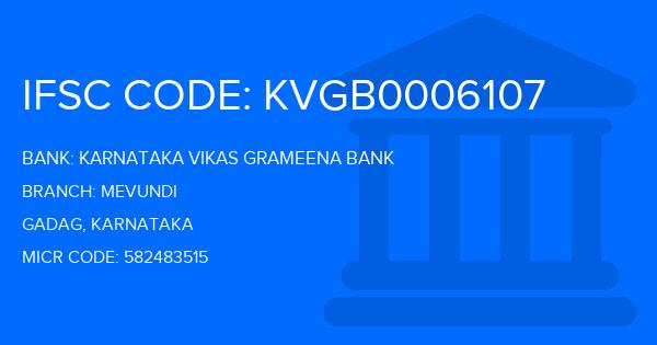 Karnataka Vikas Grameena Bank Mevundi Branch IFSC Code