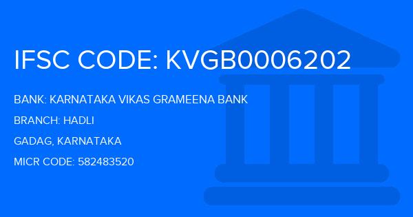 Karnataka Vikas Grameena Bank Hadli Branch IFSC Code