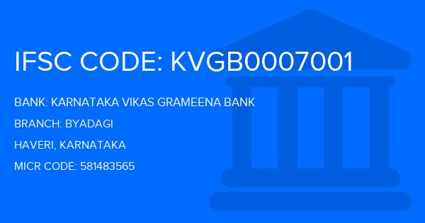 Karnataka Vikas Grameena Bank Byadagi Branch IFSC Code