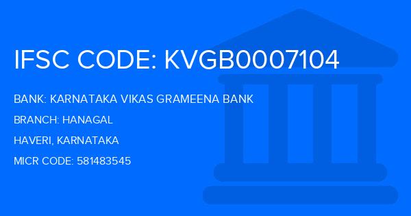 Karnataka Vikas Grameena Bank Hanagal Branch IFSC Code