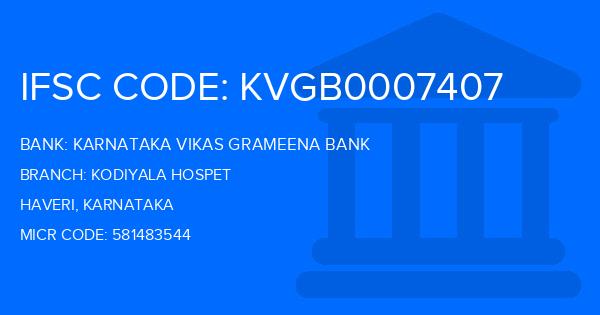 Karnataka Vikas Grameena Bank Kodiyala Hospet Branch IFSC Code