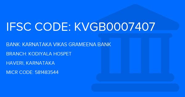 Karnataka Vikas Grameena Bank Kodiyala Hospet Branch IFSC Code