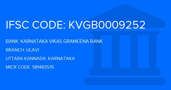 Karnataka Vikas Grameena Bank Ulavi Branch IFSC Code