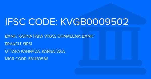 Karnataka Vikas Grameena Bank Sirsi Branch IFSC Code