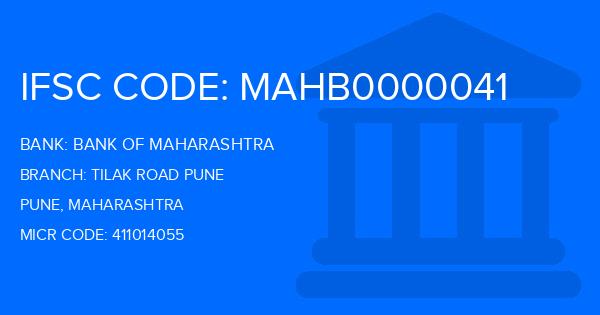 Bank Of Maharashtra (BOM) Tilak Road Pune Branch IFSC Code