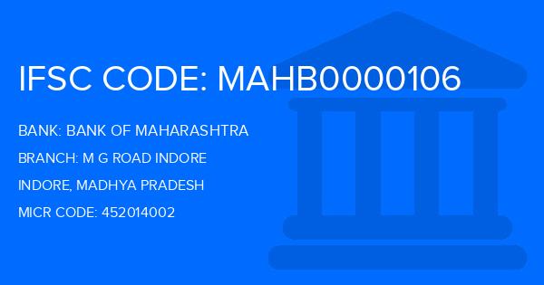 Bank Of Maharashtra (BOM) M G Road Indore Branch IFSC Code