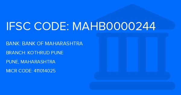 Bank Of Maharashtra (BOM) Kothrud Pune Branch IFSC Code