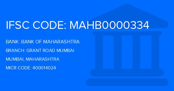 Bank Of Maharashtra (BOM) Grant Road Mumbai Branch IFSC Code