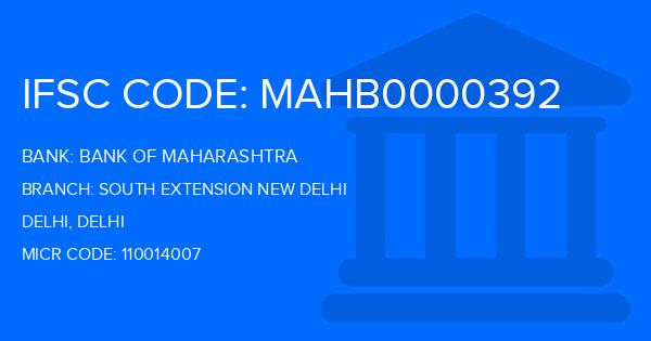 Bank Of Maharashtra (BOM) South Extension New Delhi Branch IFSC Code