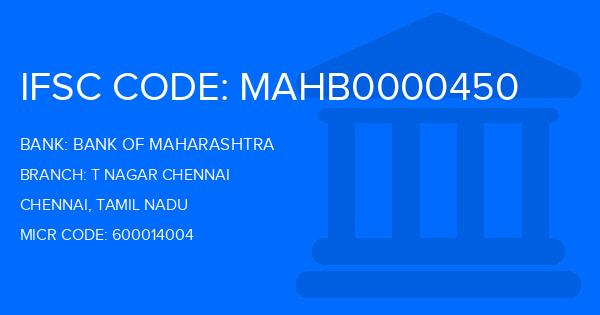 Bank Of Maharashtra (BOM) T Nagar Chennai Branch IFSC Code
