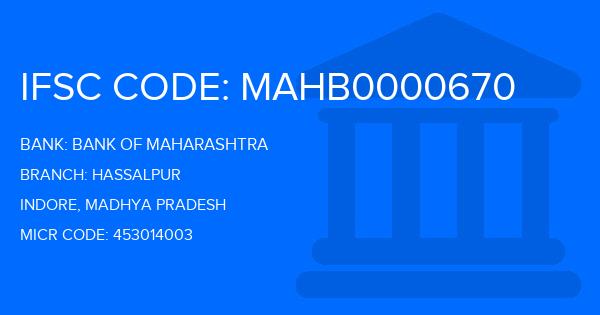 Bank Of Maharashtra (BOM) Hassalpur Branch IFSC Code