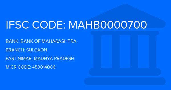 Bank Of Maharashtra (BOM) Sulgaon Branch IFSC Code