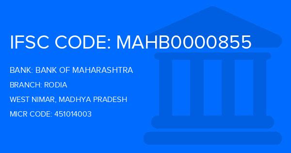 Bank Of Maharashtra (BOM) Rodia Branch IFSC Code