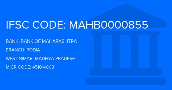 Bank Of Maharashtra (BOM) Rodia Branch IFSC Code